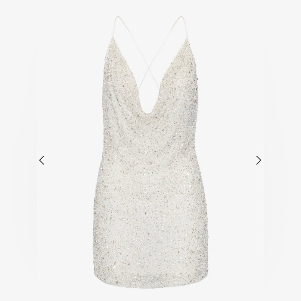 Retrofete Mich white and silver sequin dress - M